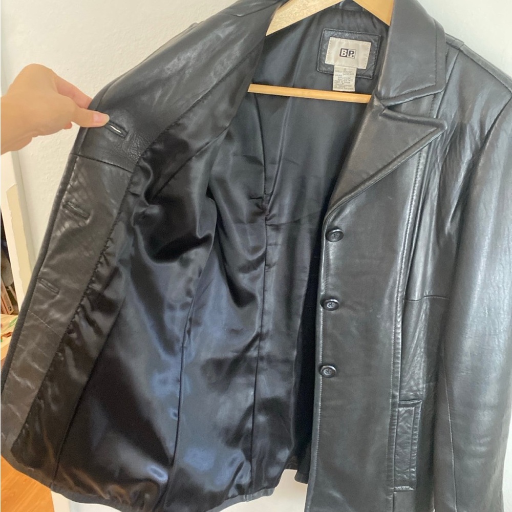 Vintage BP Nordstrom Soft Lamb Leather Black Blazer Jacket - Picture 4 of 11